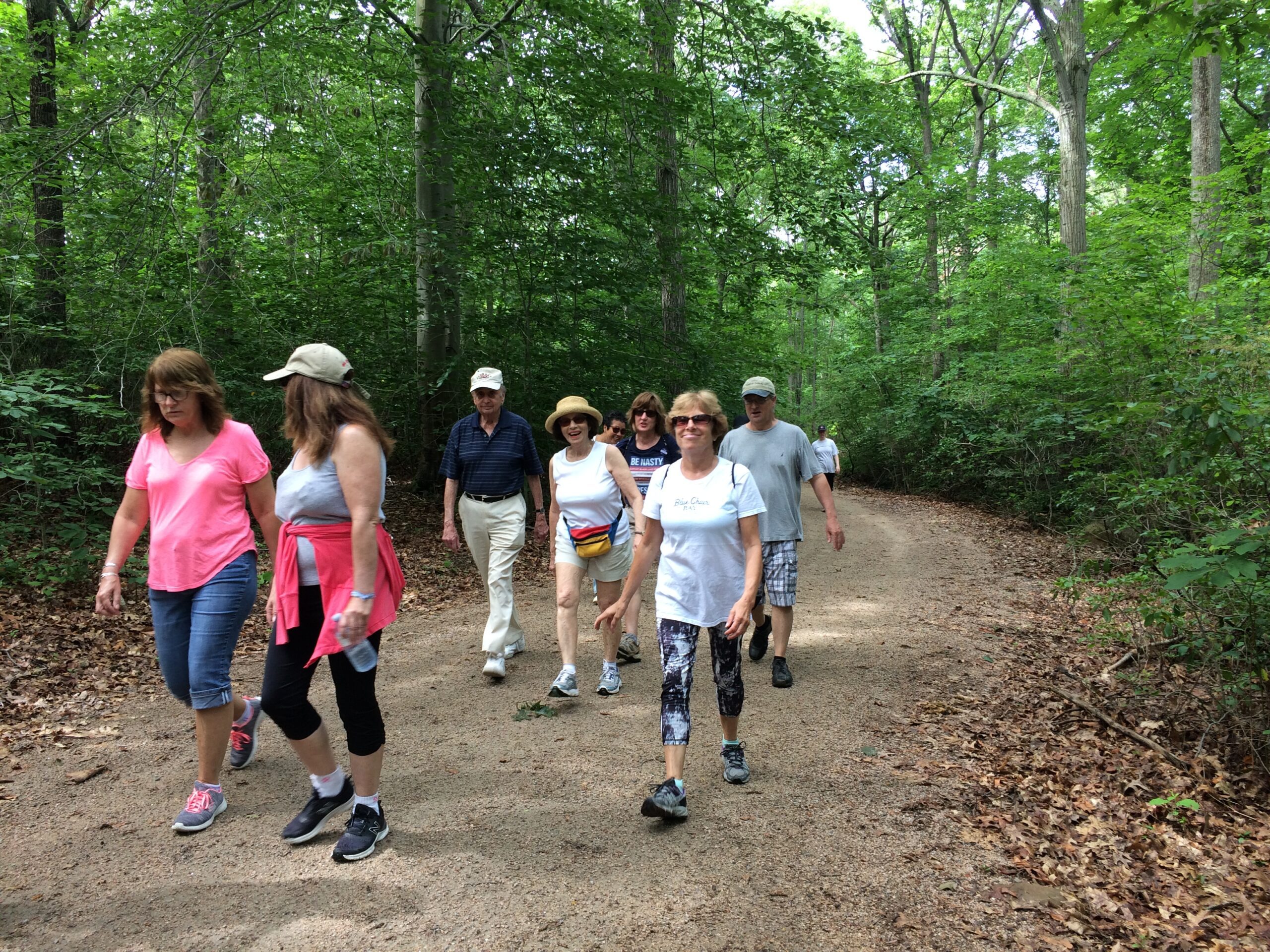 Walkers enjoying the trail on the First Saturday Walk in EH!