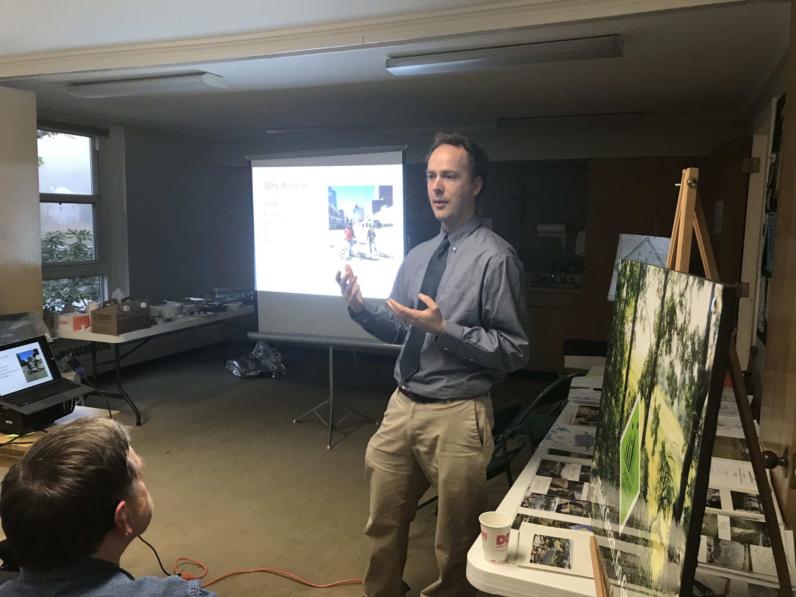 New Haven City Engineer Giovanni Zinn speaking at the Shoreline Greenway Trail annual meeting in May.